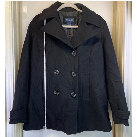 Austin Clothing Co. Womens L Black 80%Wool Blend Winter ButtonDown Pocket Coat - Picture 6 of 11